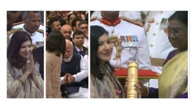 Alka Yagnik&rsquo;s Rare Appearance at Padma Bhushan Ceremony Sparks Health Concerns Amid Hearing Loss; Singer Touches PM Modi&rsquo;s Feet at Ceremony (Watch Video)