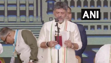 DK Shivakumar Takes Oath As Karnataka Chief Minister; Holds Copy of Indian Constitution (Watch Video)