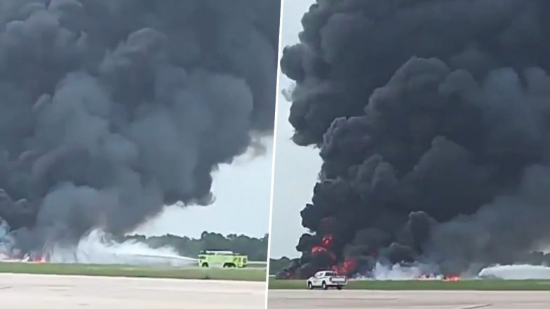 Plane Crash Caught on Camera in Dominican Republic: 2 Dead After Business Jet Crashes at La Romana Airport After Declaring Emergency; Video Surfaces