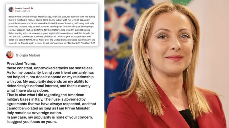 Giorgia Meloni Rebukes Donald Trump Over Popularity Comments, Says 'Focus on Yours' (See Post)
