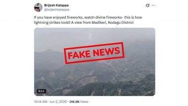 Lightning Struck Mountains in Karnataka's Madikeri? Fact Check Reveals Truth About Viral Video