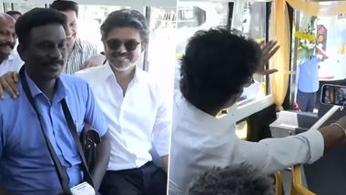 Tamil Nadu CM Vijay Takes a Surprise Bus Ride After Launching 300 New Government Buses in Chennai; WATCH Viral Video