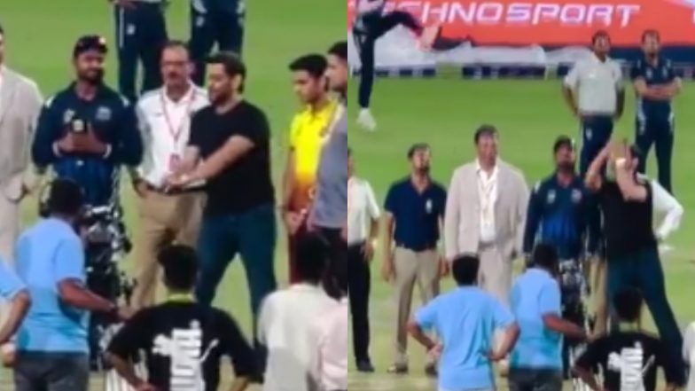 MS Dhoni Spotted Flipping Coin During Toss at Inaugural Jharkhand T20 League Opening After Missing IPL 2026 Season (Watch Video)
