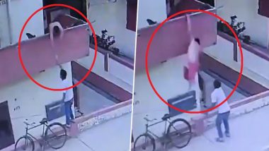 Sonbhadra: Man Falls From Roof While Trying to Grab Ice Cream From Street Vendor, Shocking Video Surfaces