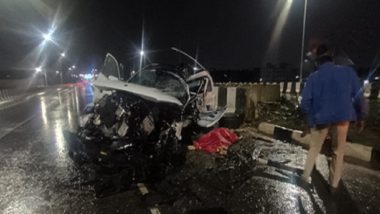 Bengaluru Road Accident: Woman Returning From Dinner With Friend Killed After Mercedes-Benz Crashes Into Bridge Wall on Expressway