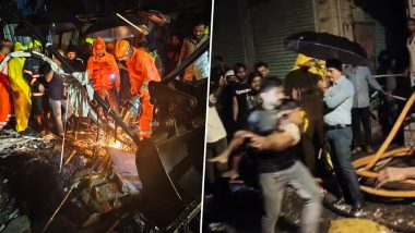 Mumbai Building Collapse: 6 Dead After 3-Storey Structure Crashes Onto Shanties in Mankhurd Amid Heavy Rain (Watch Videos)
