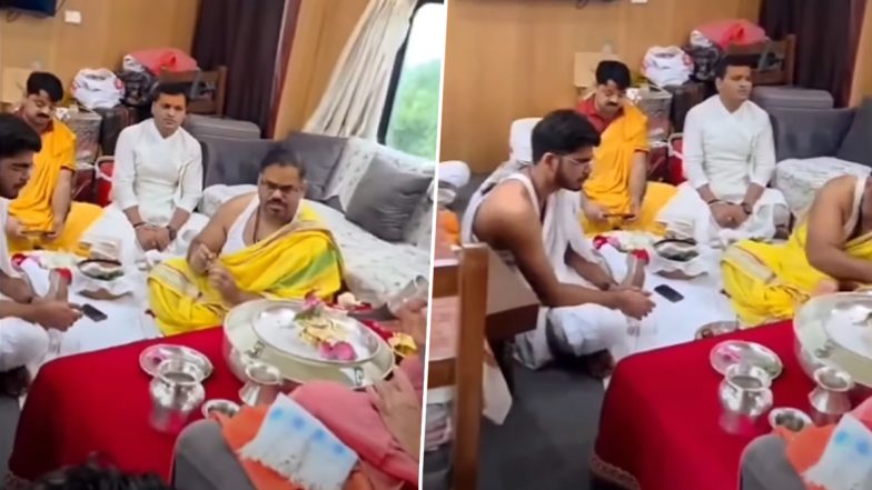 Train Puja Viral Video: Railway Clarifies Ritual Was Held in Privately Booked Saloon Car, Not Passenger Coach