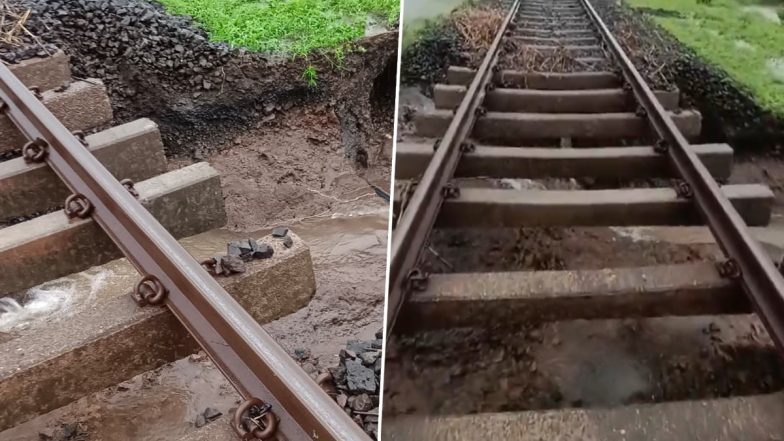 Landslides Shut Mumbai-Pune Highway and Expressway; Karjat-Khopoli Train Services Suspended After Ballast Washout (Watch)