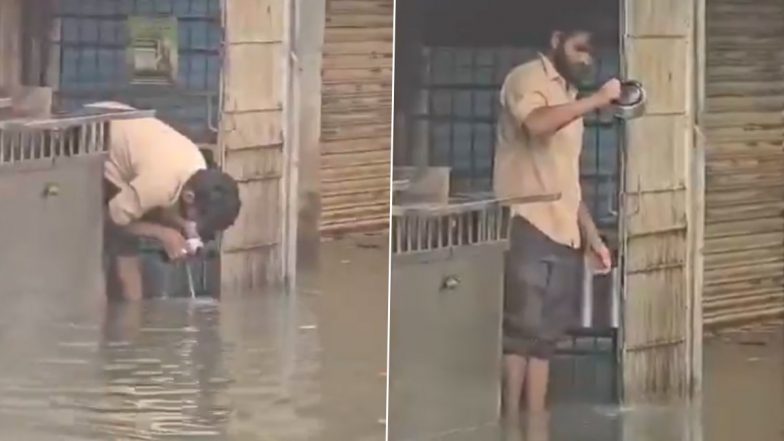 Nalasopara Viral Video: Tea Vendor Caught Washing Kettles in Dirty Rainwater Near Railway Station