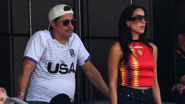 Brad Pitt and Ines De Ramon Seen Together at FIFA World Cup 2026 Quarterfinal Between Spain and Belgium (Watch Video)