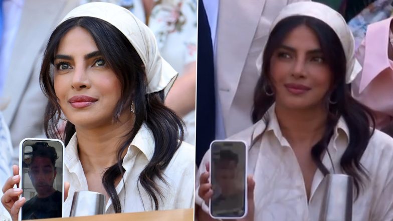 Priyanka Chopra Stuns in Chic Wimbledon Look, FaceTimes Husband Nick Jonas From the Royal Box (See Pics)