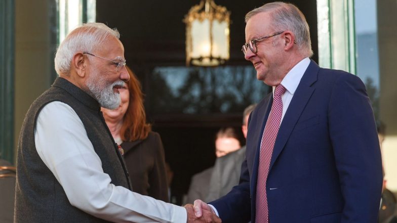 PM Narendra Modi Bats for India-Australia Ties With Cricket Analogy During Meeting With Prime Minister Anthony Albanese (Watch Video)