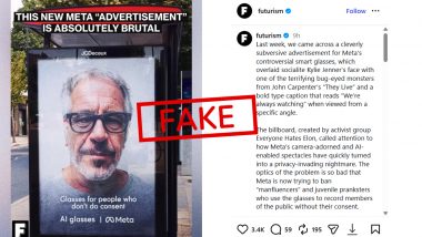 Did Jeffrey Epstein Feature on Meta Smart Glasses Billboard Ad in London? Fact Check Finds Viral Claim Fake