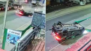 social-viral-Kerala Car Turns Turtle After Violent Crash in Kasaragod, Airbags Pull Off a Miracle (Video)