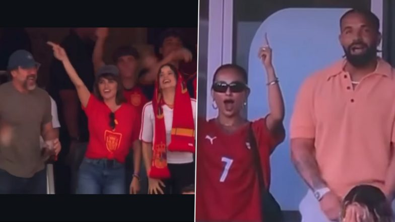 FIFA World Cup 2026: Penelope Cruz, Javier Bardem and Rosal&iacute;a Lead Star-Studded Cheers As Spain Beat Austria; Drake Turns Heads at Portugal vs Croatia Clash (Watch Videos)