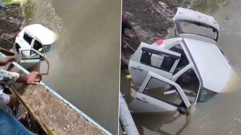 Madhya Pradesh: 5 Killed After Speeding Car Plunges Into Roadside Dam in Rajgarh (Video)