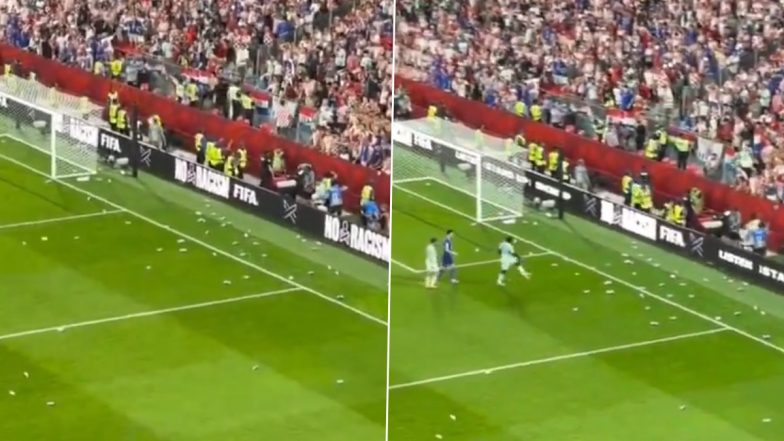 Croatian Fans Throw Bottles On Pitch as VAR Denies Croatia Equaliser Against Portugal in FIFA World Cup 2026 Heartbreak (Watch Video)