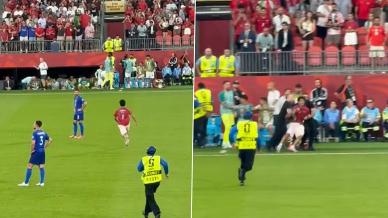 Cristiano Ronaldo Fan Invades Pitch To Be Tackled Inches Away From Portugal Star By Security During FIFA World Cup 2026 Match vs Croatia (Watch Video)