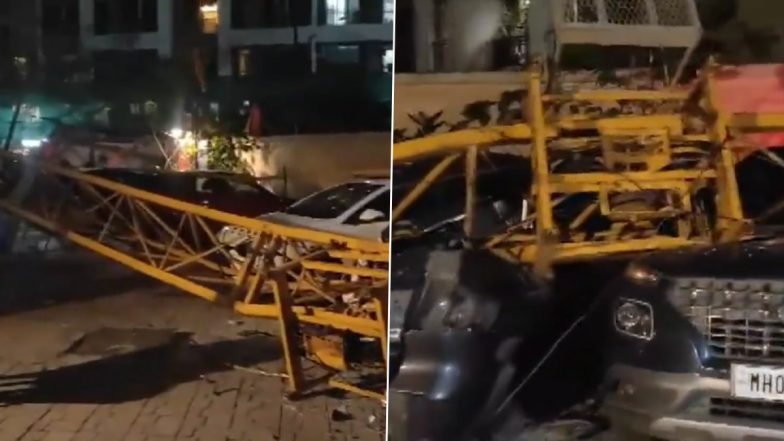 Mira Road Crane Collapse: 1 Dead As Construction Crane Crashes Into JP North Society Near Mumbai (Video)