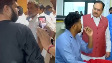 CJP Protest: JP Nadda, Rahul Gandhi Visit RML Hospital to Meet Injured Protesters After Lathicharge