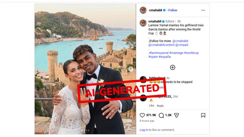 Did Lamine Yamal Marry Girlfriend In&eacute;s Garc&iacute;a Santos After World Cup Win? Fact Check Finds Pics AI-Generated