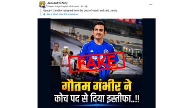 Fact Check: Fake Post Claiming Gautam Gambhir Resigns As Team India Head Coach Goes Viral