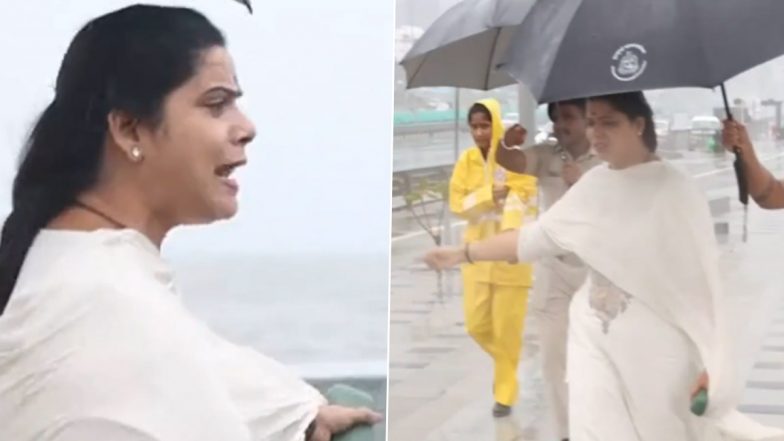 Mumbai Mayor Ritu Tawde Urges Citizens To Leave Worli Seafront Amid Heavy Rain, High Tide; Shares Video