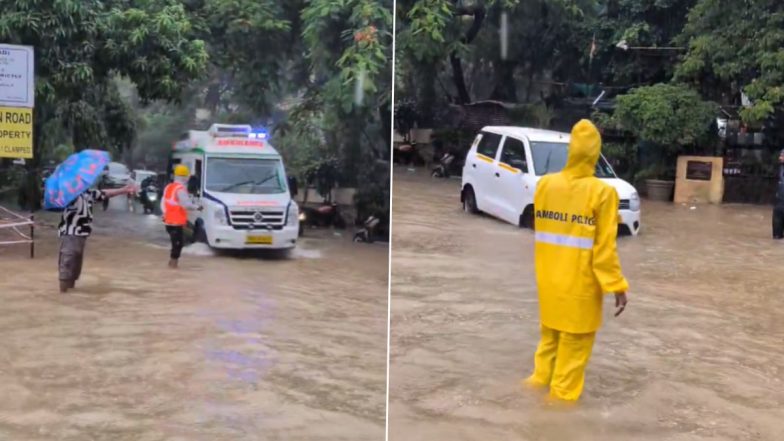 Mumbai Rains: Video Shows Three Women Police Personnel Helping Ambulance Through Waterlogged Road