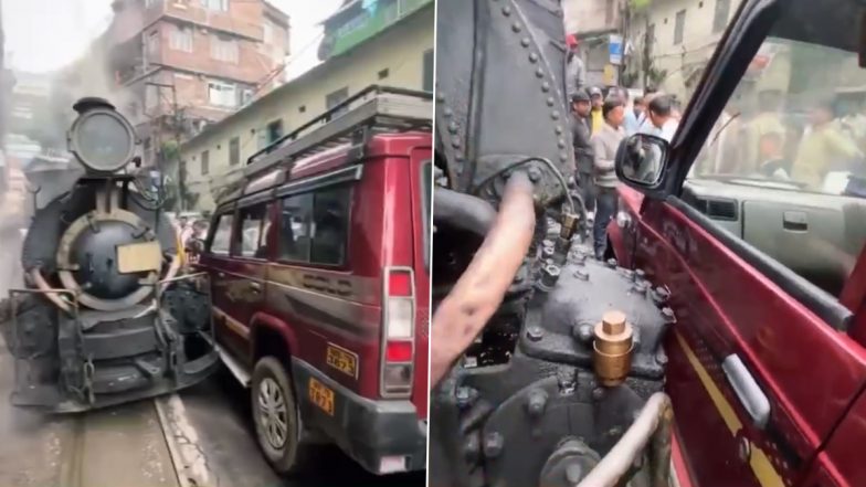 Darjeeling Toy Train Hits Parked Taxi, Driver Claims Train Was on the &lsquo;Wrong Side&rsquo;; Video Goes Viral