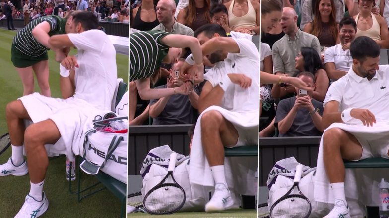 Novak Djokovic Pranks Ball Girl, Pretends She Accidentally Cut Him With Scissors During Wimbledon 2026 (Watch Video)