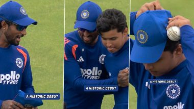 Vaibhav Sooryavanshi Handed Team India Debut Cap by Tilak Varma Ahead of IND vs ENG 2nd T20I 2026 (Watch Video)