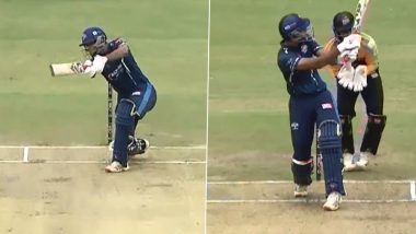 Rahul Dravid's Son Samit Dravid Showcases 360-Degree Hitting During 32-Run Cameo in Maharaja Trophy T20 2026 (Watch Video)