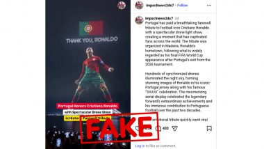 Was Cristiano Ronaldo Honoured With a Drone Show in Portugal? Fact Check Calls Claim Fake