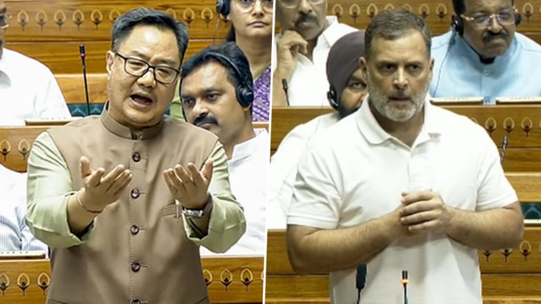 'Present Evidence or Apologise': Kiren Rijiju Challenges Rahul Gandhi Over Amit Shah 'Firing Order' Claim (Video)