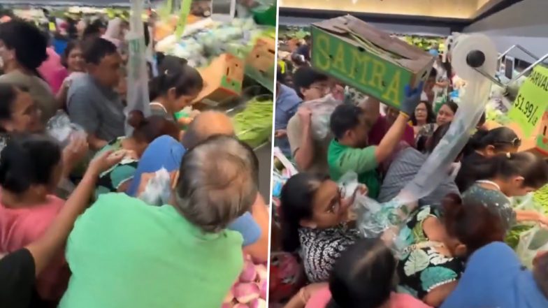 US: Indian Grocery Store's Grand Opening Sees Massive Rush in New Jersey Over Discounted Parval (Watch Video)