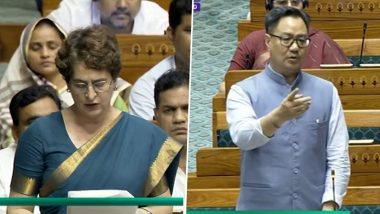 Priyanka Gandhi Targets PM Modi Over Pralhad Joshi's Appointment, Kiren Rijiju Demands Apology in Lok Sabha
