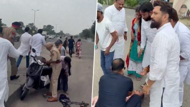 Chirag Paswan Stops Convoy To Help Injured Woman in Punjab (Video)