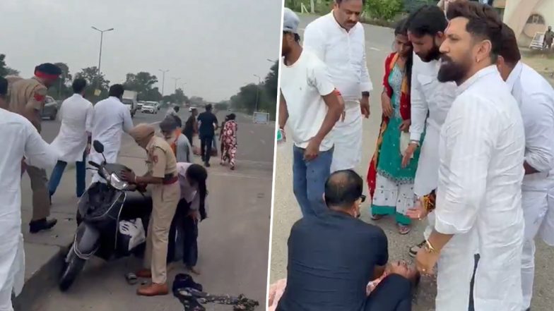 Chirag Paswan Stops Convoy To Help Injured Woman in Punjab (Video)