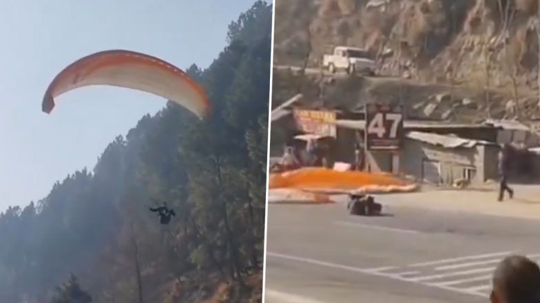 Himachal Pradesh: Paraglider Injured After Emergency Landing on Busy Road in Kullu (Watch Video)