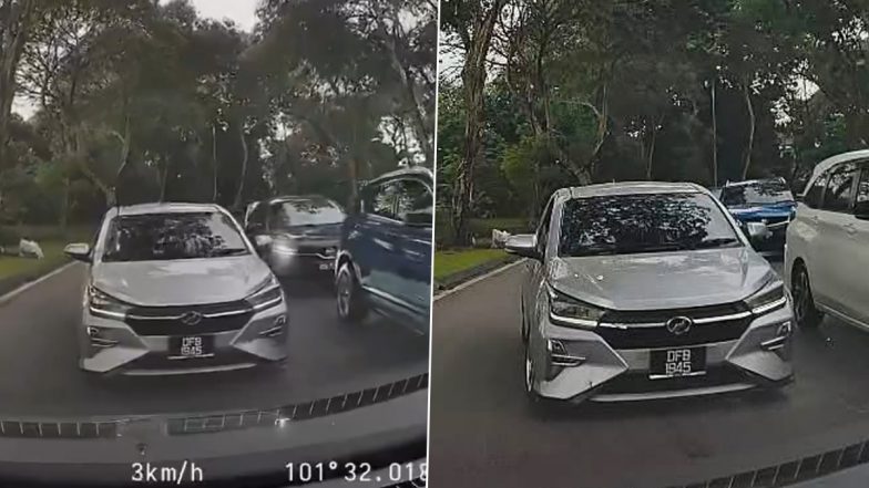 Viral Video: Queue Jumper in Shah Alam Forced To Stop After Shortcut in Opposite Lane Backfires