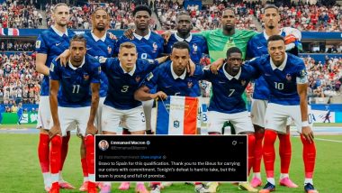 French President Emmanuel Macron Reacts as France Suffers Defeat Against Spain in FIFA World Cup 2026 Semi-Final