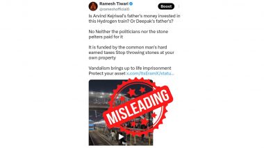 Did CJP Protesters Stone India's New Hydrogen Train? Fact Check Calls Claim False
