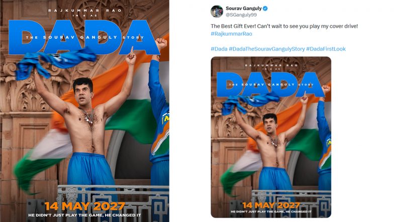 Sourav Ganguly Reacts to 'Dada' Biography Poster as Rajkummar Rao Unveils First Look To Celebrate India Legend's Birthday