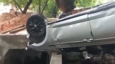 Delhi: Army Officer&rsquo;s Son Studying in US Dies After Car Plunges Into Drain Near Nangal Dewat (Video)