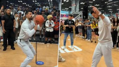 Novak Djokovic Plays Basketball, Tennis Icon Sinks Three Straight 3-Pointers at Fan Event (Watch Video)