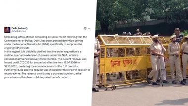 Did Centre Allow the Use of NSA To Suppress CJP Protest? Delhi Police Say Viral Notification Is Routine Extension