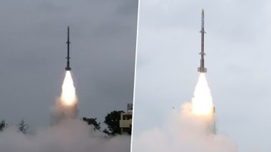 India Kusha Missile Test Video: Rajnath Singh Calls DRDO&rsquo;s Long-Range Air Defence Trial a Major Achievement