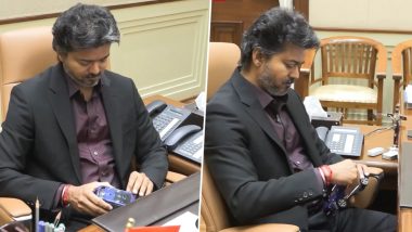 TN CM Vijay&rsquo;s Adorable Interaction With Miniature EV Souvenir Goes Viral (Watch Video)