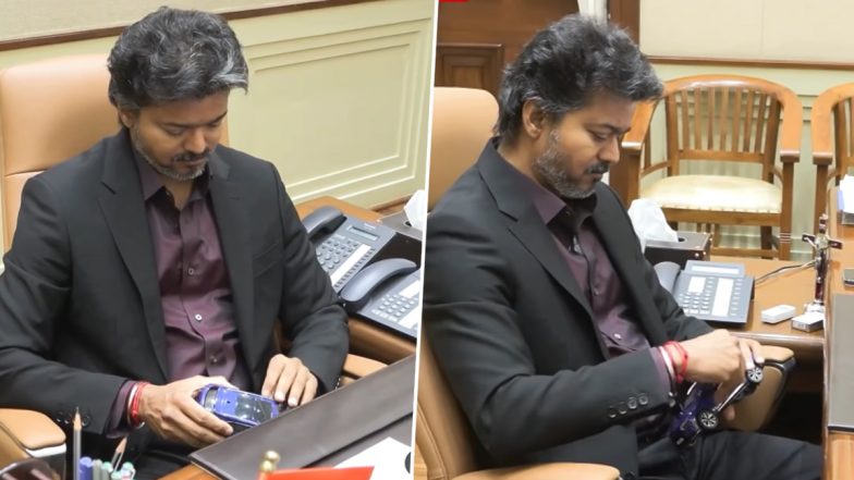 TN CM Vijay’s Adorable Interaction With Miniature EV Souvenir Goes Viral (Watch Video)