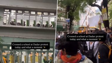 Mumbai Protest Viral Video: School Students Cheer Demonstrators From Classroom Windows in Dadar